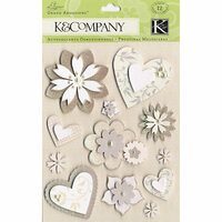 K and Company - Elegance Collection - Grand Adhesions Stickers - Hearts and Flowers, CLEARANCE