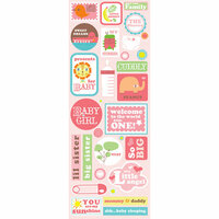 K and Company - Lion Sleeps Collection - Embossed Stickers with Glitter Accents - Words and Phrases - Baby Girl