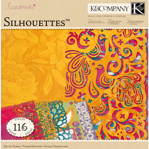K and Company - Handmade Collection - 12 x 12 Silhouettes Die Cut Paper Pack - Viola Vita, BRAND NEW