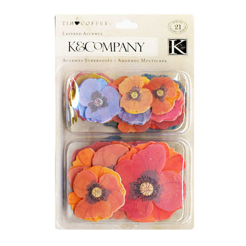 K and Company - Blossomwood Collection by Tim Coffey - Layered Accents - Poppy, CLEARANCE