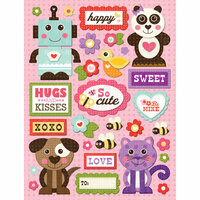 K and Company - Ka-Zoo Valentine Collection - Grand Adhesions Stickers - Animals and Words, CLEARANCE