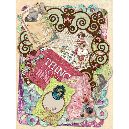 K and Company - Jubilee Collection - Die Cut Cardstock Pieces with Foil and Glitter Accents - Tags and Note Cards