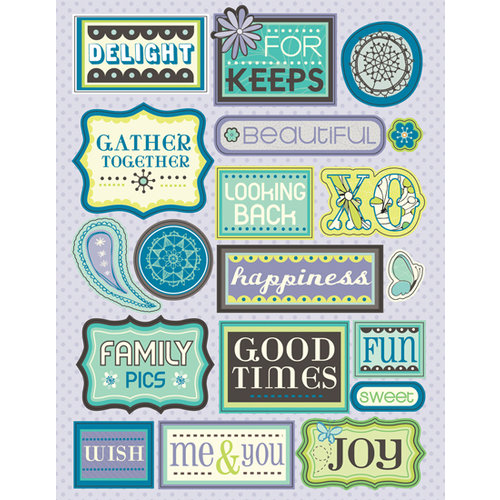 K and Company - PoppySeed Collection - Embossed Stickers with Foil Accents - Words, CLEARANCE