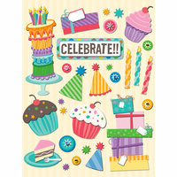 K and Company - Confetti Collection - Grand Adhesions with Glitter Accents - Birthday Icon, CLEARANCE