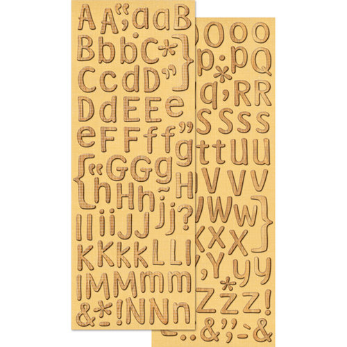 K and Company - Handmade Collection - Adhesive Chipboard - Woodgrain Alphabet