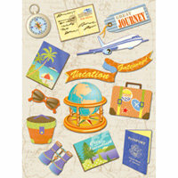 K and Company - Happy Trails Collection - Grand Adhesions Stickers - Passport Travel