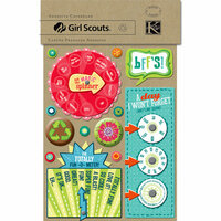 K and Company - Girl Scouts Collection - Adhesive Chipboard - Spinners and Buttons, BRAND NEW