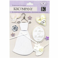 K and Company - 3 Dimensional Stickers with Glitter and Gem Accents - Classic Wedding