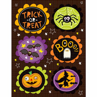 K and Company - Spooktacular Collection - Grand Adhesions Holographic Stickers - Words and Icons
