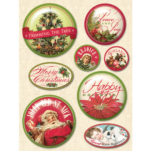 K and Company - Yuletide Collection - Christmas - 3 Dimensional Stickers with Glitter Accents - Snow Globe