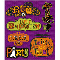 K and Company - Life's Little Occasions Collection - 3 Dimensional Stickers with Epoxy and Glitter Accents - Halloween Words