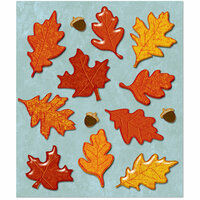 K and Company - Life's Little Occasions Collection - 3 Dimensional Stickers with Glitter and Puffy Accents - Leaves