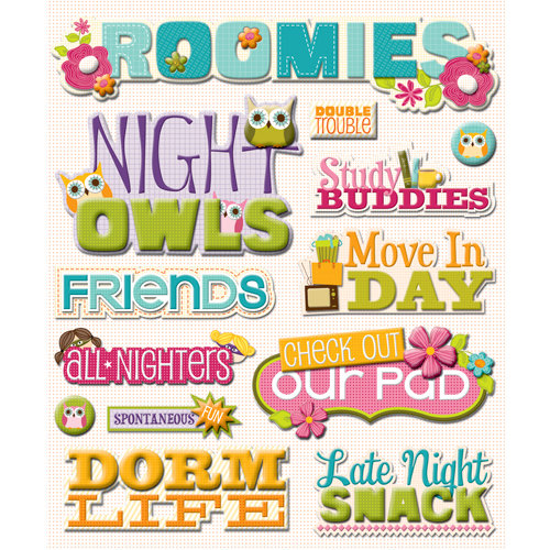 K and Company - Life's Little Occasions Collection - 3 Dimensional Stickers  with  Glitter and Varnish Accents - Roommates