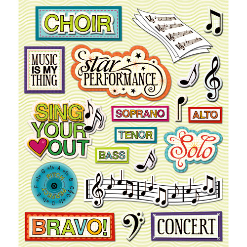 K and Company - Life's Little Occasions Collection - 3 Dimensional Stickers with Varnish Accents - Choir