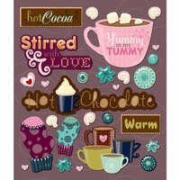 K and Company - Life's Little Occasions Collection - 3 Dimensional Stickers  with  Glitter Accents - Hot Chocolate