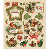 K and Company - Life's Little Occasions Collection - 3 Dimensional Stickers with Epoxy and Glitter Accents - Holly Berries and Wreath
