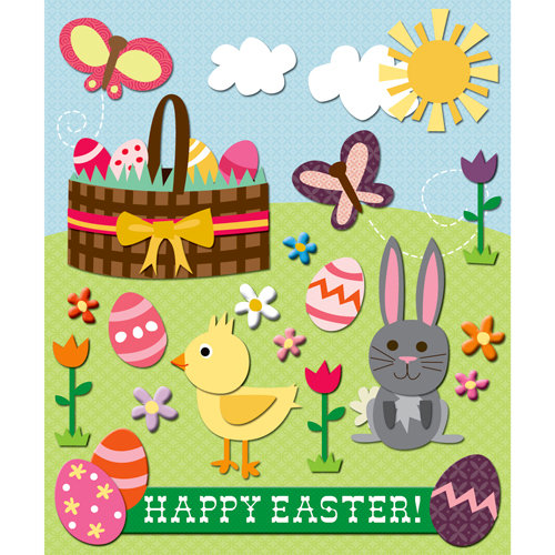K and Company - Life's Little Occasions Collection - 3 Dimensional Stickers  with  Glitter and Puffy Accents - Easter
