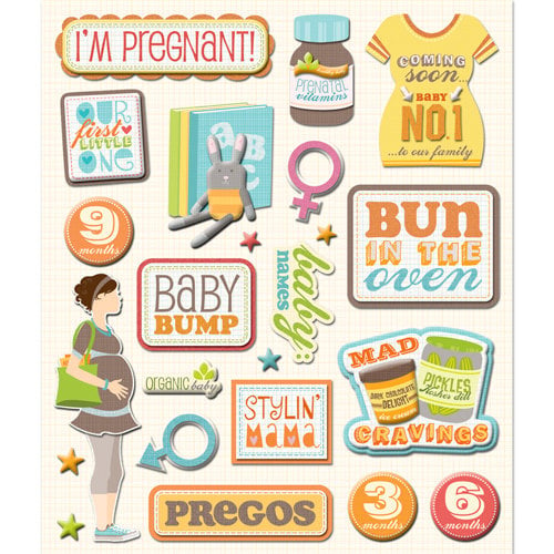 K and Company - Life's Little Occasions Collection - 3 Dimensional Stickers with Epoxy and Glitter Accents - First Child