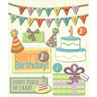 K and Company - Life's Little Occasions Collection - 3 Dimensional Stickers with Glitter Accents - First Birthday