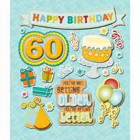 K and Company - Life's Little Occasions Collection - 3 Dimensional Stickers with Epoxy and Glitter Accents - 60th Birthday