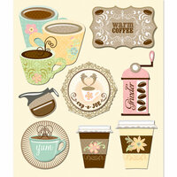 K and Company - Life's Little Occasions Collection - 3 Dimensional Stickers with Epoxy Accents - Coffee