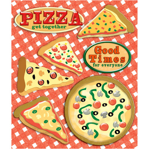 K and Company - Life's Little Occasions Collection - 3 Dimensional Stickers  with  Epoxy and Glitter Accents - Pizza
