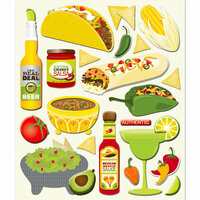 K and Company - Life's Little Occasions Collection - 3 Dimensional Stickers  with  Varnish Accents - Mexican