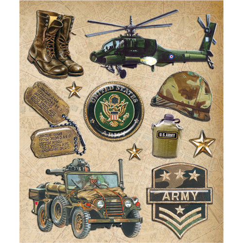 K and Company - Life's Little Occasions Collection - 3 Dimensional Stickers  with  Epoxy Accents - Army