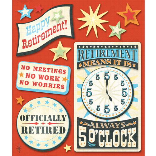K and Company - Life's Little Occasions Collection - 3 Dimensional Stickers  with  Epoxy Accents - Retirement