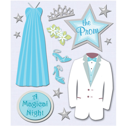 K and Company - Life's Little Occasions Collection - 3 Dimensional Stickers  with  Foil and Glitter Accents - Prom
