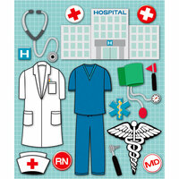 K and Company - Life's Little Occasions Collection - 3 Dimensional Stickers  with  Epoxy and Foil Accents - Doctor and Nurse