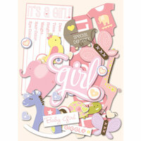 K and Company - Itsy Bitsy Collection - Die Cut Cardstock Pieces with Glitter Accents - Baby Girl