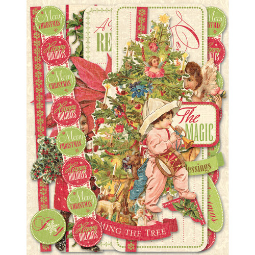 K and Company - Yuletide Collection - Christmas - Die Cut Cardstock Pieces with Glitter Accents - Icons, CLEARANCE
