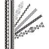 K and Company - Sheer Simplicity Collection - Adhesive Paper Borders with Glitter Accents - Black and White