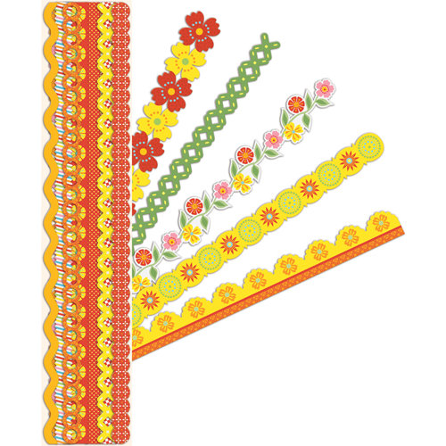 K and Company - Adhesive Paper Borders with Glitter Accents - Lemon Citron, CLEARANCE