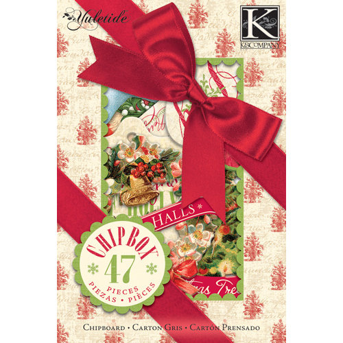 K and Company - Yuletide Collection - Christmas - Chipboard Box with Foil Accents, CLEARANCE