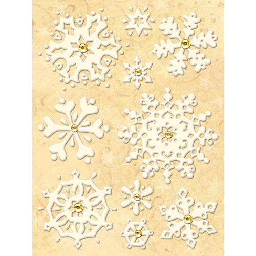 K and Company - Glad Tidings Collection - Christmas - Die Cut Stickers with Glitter and Gem Accents - Snowflakes