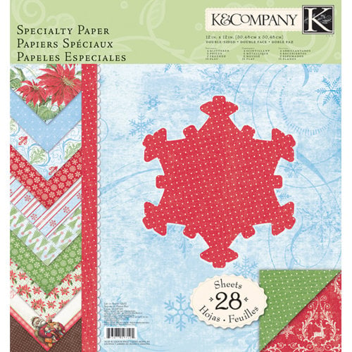 K and Company - Let It Snow Collection - 12 x 12 Specialty Paper Pad with Foil and Glitter Accents, CLEARANCE