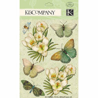 K and Company - Cottage Garden Collection by Tim Coffey - Grand Adhesions with Glitter Accents - White Floral