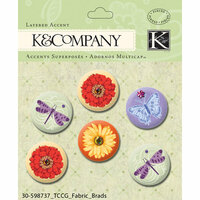 K and Company - Cottage Garden Collection by Tim Coffey - Fabric Brads with Gem Accents
