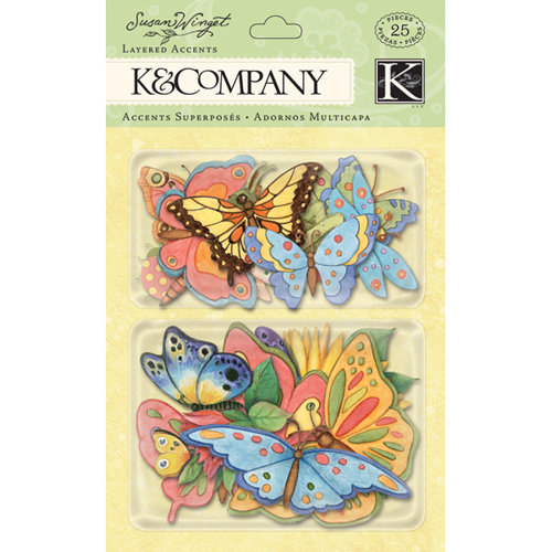 K and Company - Spring Blossom Collection - Layered Accents with Glitter Accents - Bugs and Butterfly