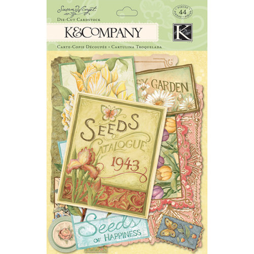 K and Company - Spring Blossom Collection - Die Cut Cardstock Pieces with Glitter Accents - Seed Packet