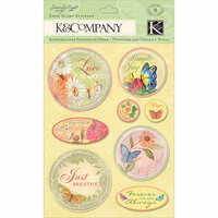 K and Company - Spring Blossom Collection - 3 Dimensional Stickers with Glitter Accents - Snow Globe