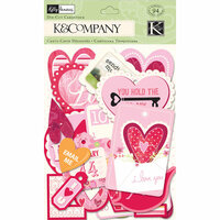 K and Company - Valentine Collection - Die Cut Cardstock Pieces with Glitter Accents - Hearts and Tags, CLEARANCE