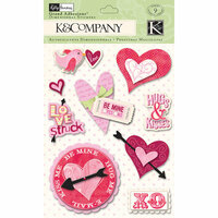 K and Company - Valentine Collection - Grand Adhesions with Glitter Accents - Hearts