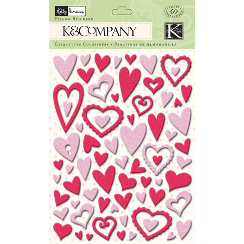 K and Company - Valentine Collection - Glitter Pillow Stickers - Heart
