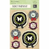 K and Company - Flora and Fauna Collection - Fabric Art with Gem Accents - Ribbon Rosettes