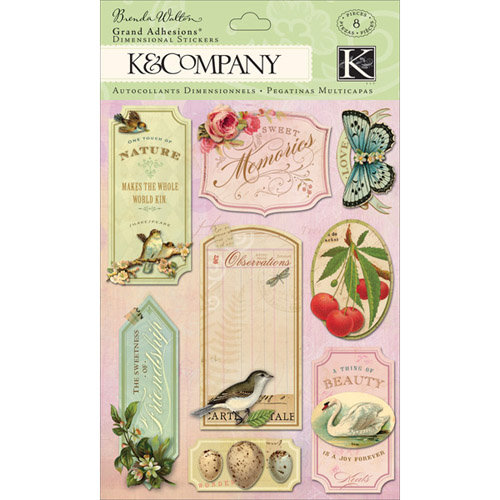 K and Company - Flora and Fauna Collection - Grand Adhesions with Glitter and Gem Accents - Word, CLEARANCE