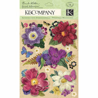 K and Company - Flora and Fauna Collection - Grand Adhesions with Gem Accents - Flowers, CLEARANCE