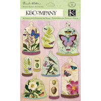 K and Company - Flora and Fauna Collection - 3 Dimensional Stickers with Glitter Accents - Snow Globe - Bell Jar